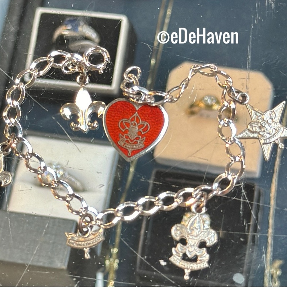 ‘BE PREPAIRED’ sterling Girl Scout Charm Bracelet